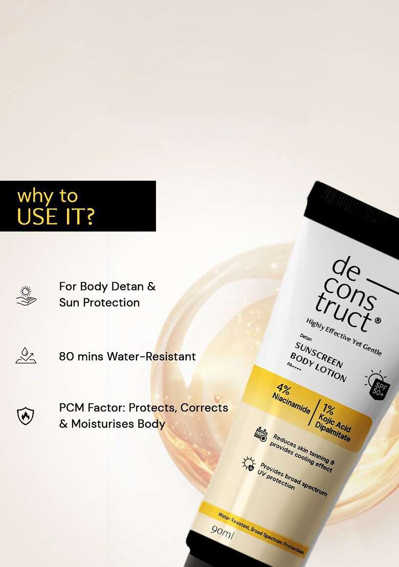Deconstruct Set Of 2 Detan Sunscreen Body Lotion With Spf 50 Pa 90Ml Each - Indya