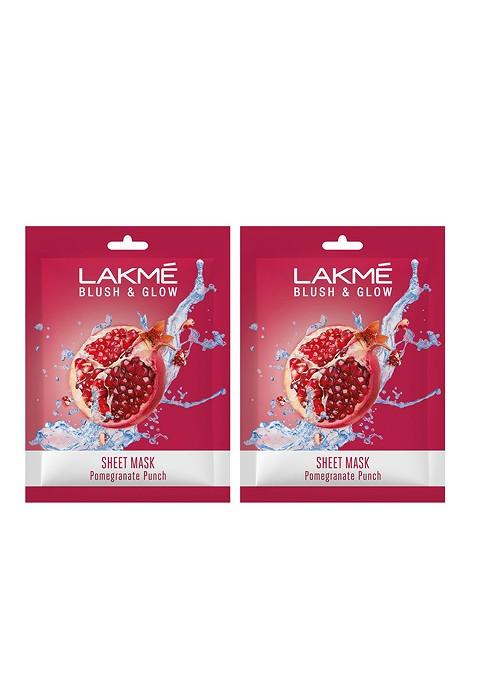 Lakme Set Of 2 Blush Glow Pomegranate Punch Sheet Mask 25Ml