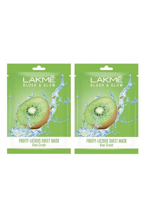 Lakme Set Of 2 Blush Glow Kiwi Sheet Mask 25Ml Each