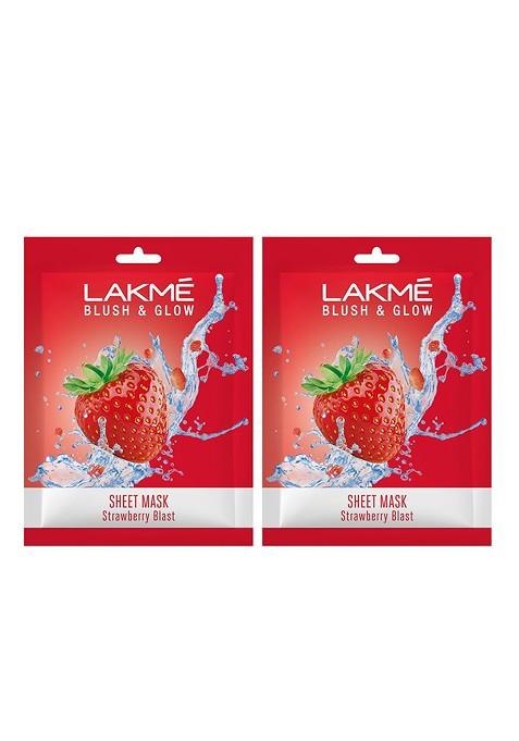 Lakme Set Of 2 Blush Glow Strawberry Sheet Mask 25Ml Each