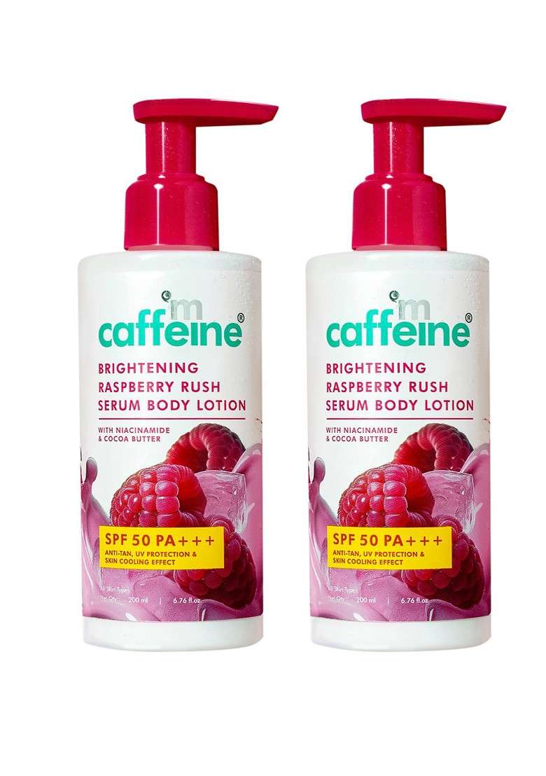 Mcaffeine Set Of 2 Raspberry Spf 50 Serum Body Lotion 200Ml Each - Indya