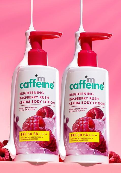 Mcaffeine Set Of 2 Raspberry Spf 50 Serum Body Lotion 200Ml Each