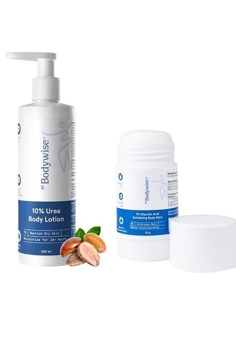 Be Bodywise 7 Glycolic Acid Exfoliating Body Stick 30G 10 Urea Lotion 200Ml Combo