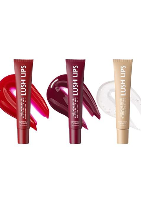 Conscious Chemist Set Of 3 Multi Peptide Shea Butter Infused Lip Balm 15 G Each