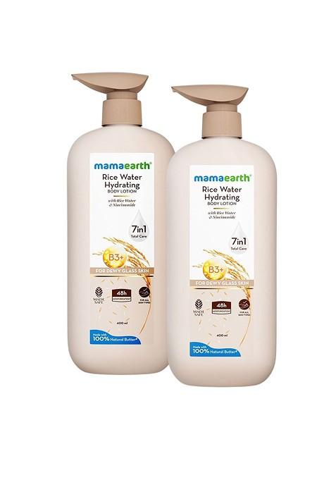 Mamaearth Set Of 2 Rice Water Hydrating Body Lotion 400 Ml Each