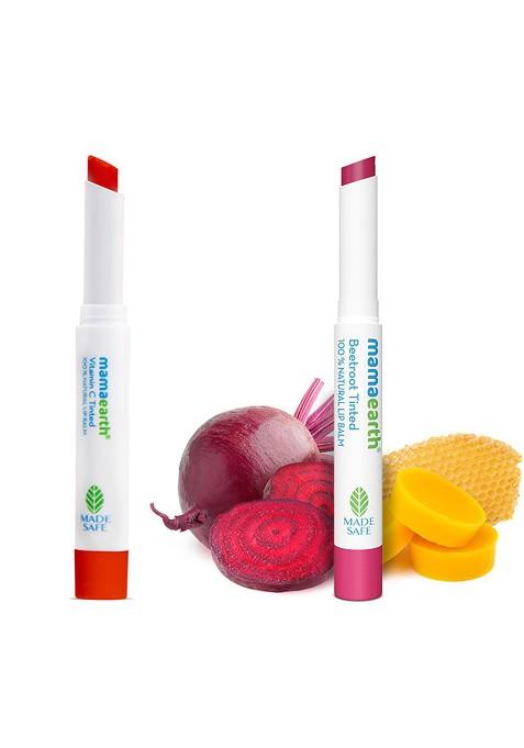 Mamaearth Set Of 2 Natural Lip Balm G Each Beetroot Vitamin C Tinted