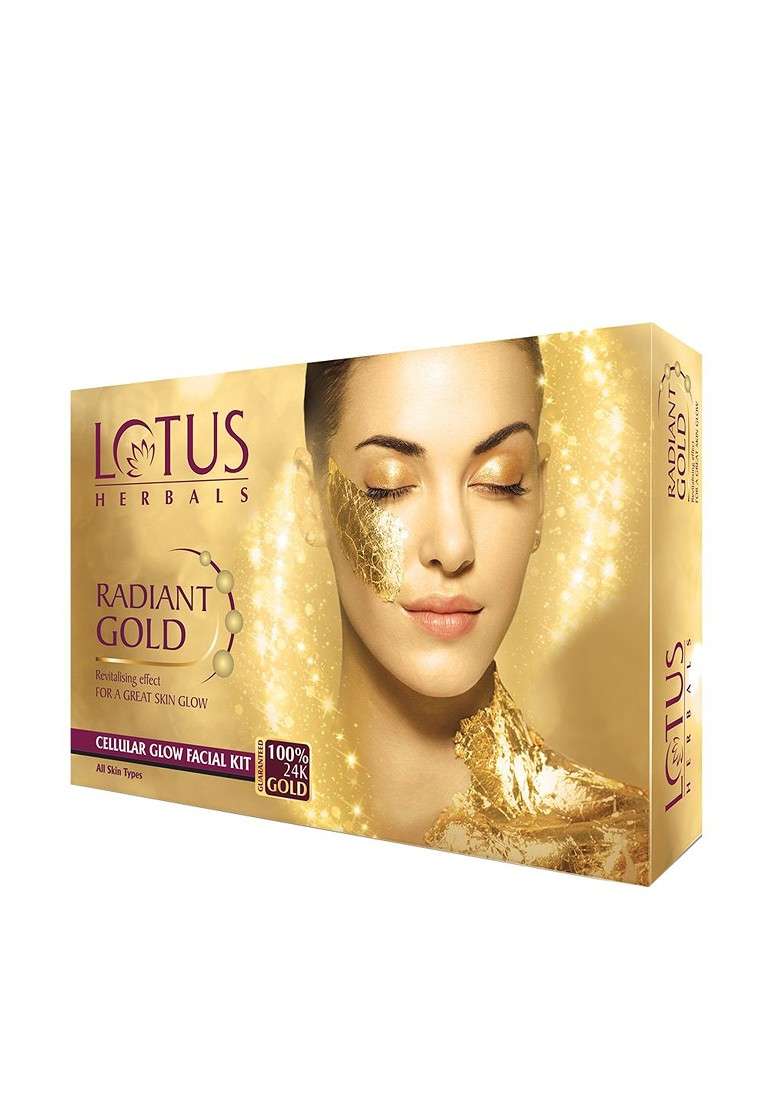 Lotus Herbals Set Of 4 Radiant Gold Cellular Glow Facial Kit - Indya