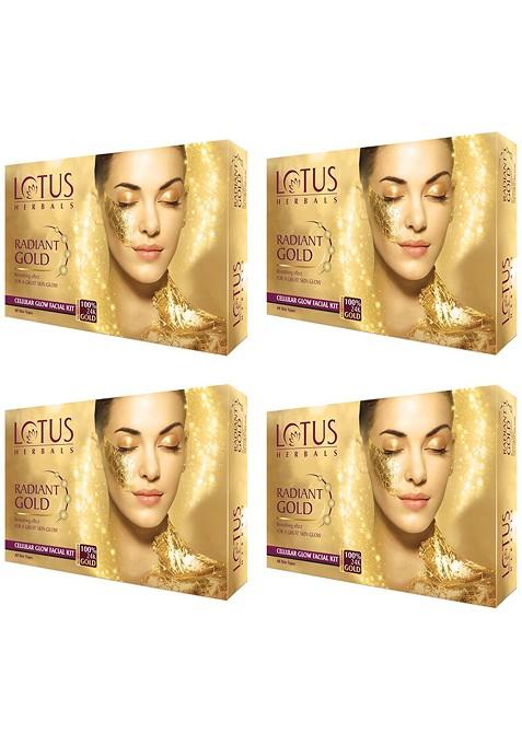 Lotus Herbals Set Of 4 Radiant Gold Cellular Glow Facial Kit