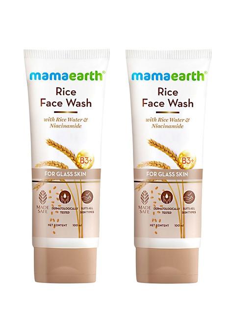 Mamaearth Set Of 2 Rice Face Wash With Niacinamide For Glass Skin 100Ml Each
