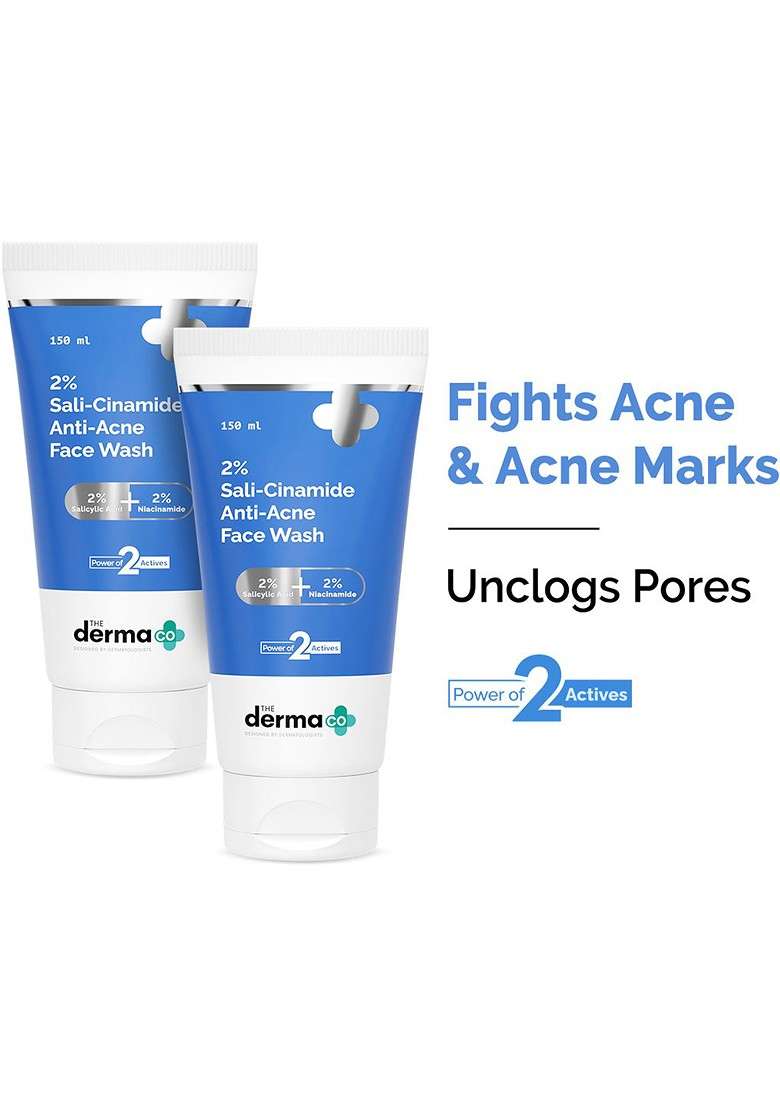 The Derma Co Set Of 2 Sali Cinamide Anti Acne Face Wash 150Ml Each - Indya