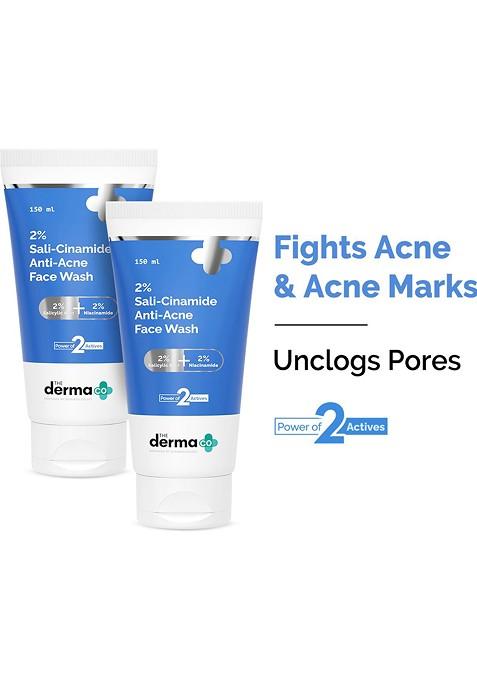 The Derma Co Set Of 2 Sali Cinamide Anti Acne Face Wash 150Ml Each