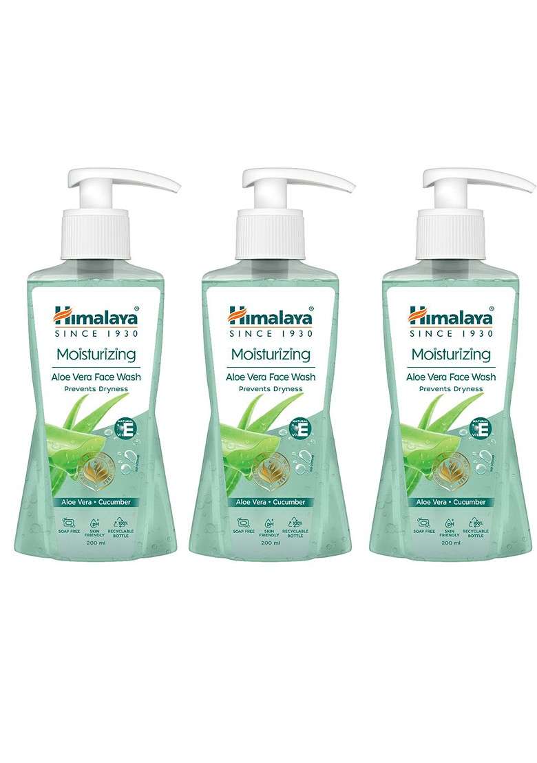Himalaya Set Of 3 Moisturizing Aloe Vera Face Wash 200 Ml Each - Indya