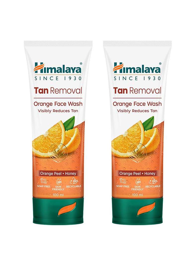Himalaya Set Of 2 Tan Removal Orange Face Wash With Honey Papaya 100 Ml Each - Indya