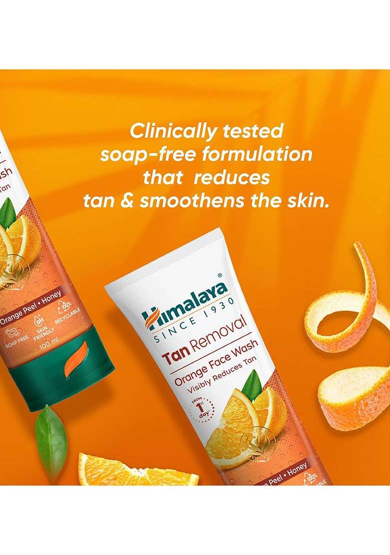 Himalaya Set Of 2 Tan Removal Orange Face Wash With Honey Papaya 100 Ml Each - Indya