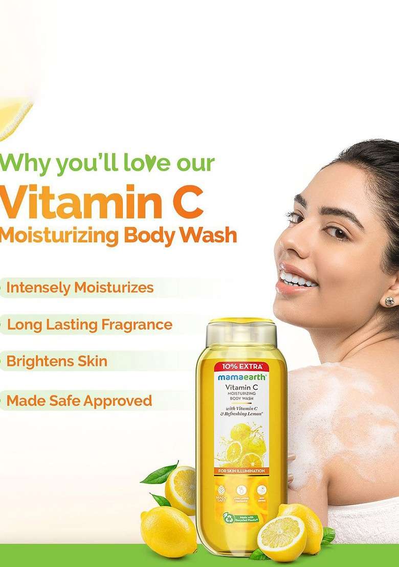 Mamaearth Set Of 2 Vitamin C Moisturizing Body Wash 275 Ml Each - Indya