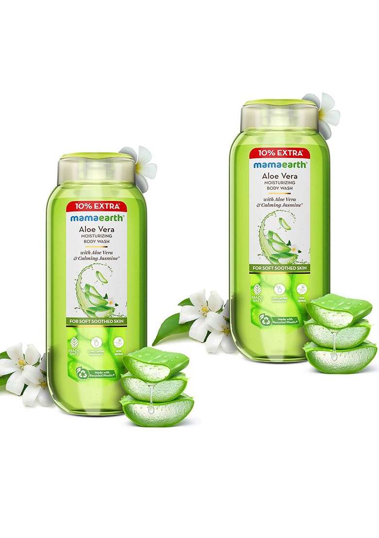Mamaearth Set Of 2 Aloe Vera Moisturizing Body Wash With Calming Jasmine 275 Ml Each - Indya