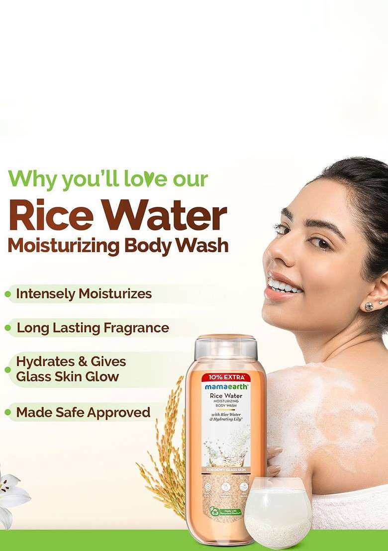 Mamaearth Set Of 2 Rice Water Moisturizing Body Wash With Hydrating Lily 275 Ml Each - Indya