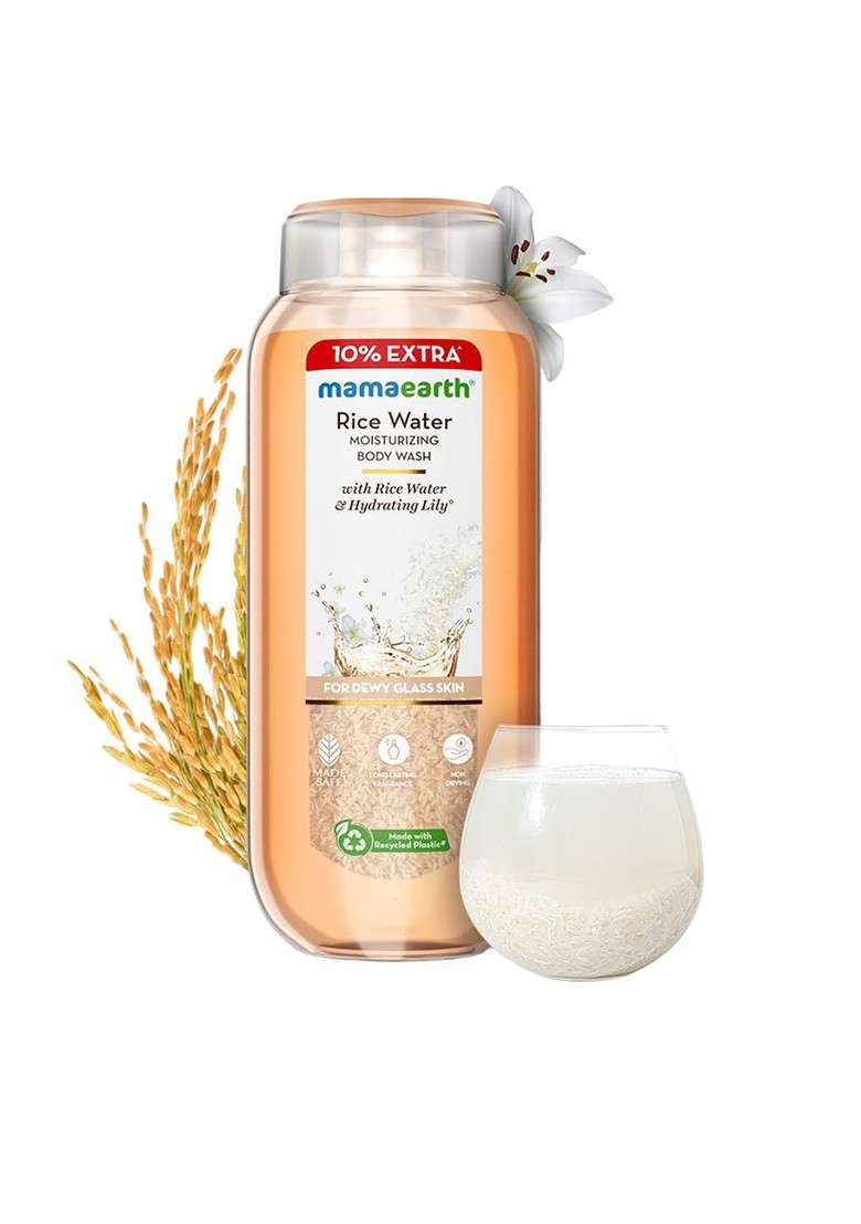 Mamaearth Set Of 2 Rice Water Moisturizing Body Wash With Hydrating Lily 275 Ml Each - Indya