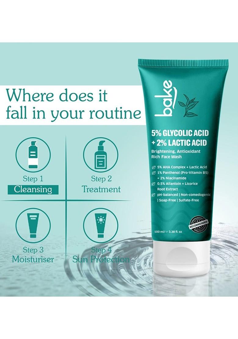 Bake 2 Glycolic Acid Aha Brightening Face Wash 100Ml