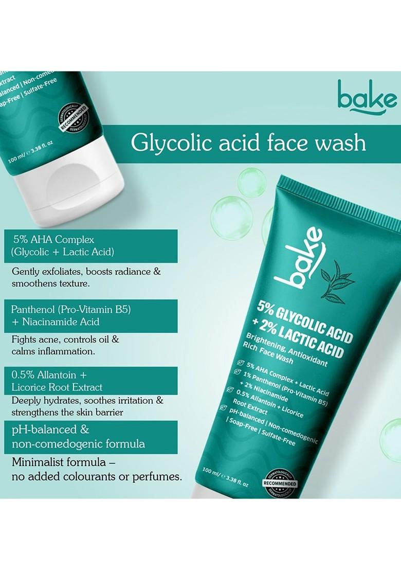 Bake 2 Glycolic Acid Aha Brightening Face Wash 100Ml