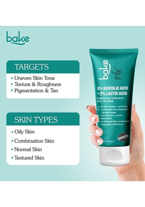 Bake 2 Glycolic Acid Aha Brightening Face Wash 100Ml