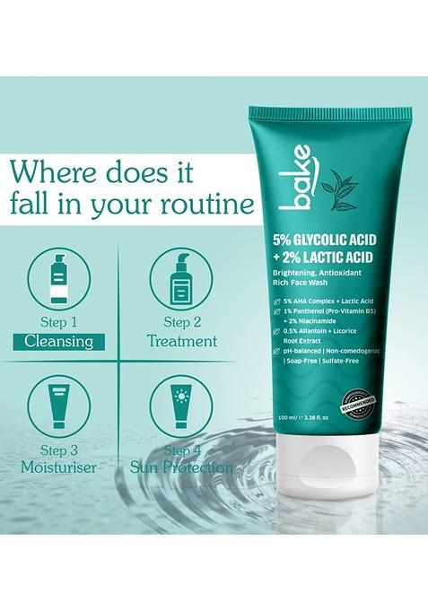 Bake 2 Glycolic Acid Aha Brightening Face Wash 100Ml