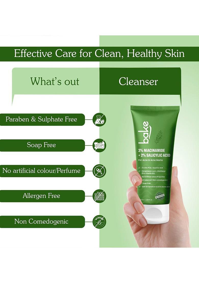 Bake 2 Salicylic Acid 3 Niacinamide Anti Acne Face Wash 100 Ml
