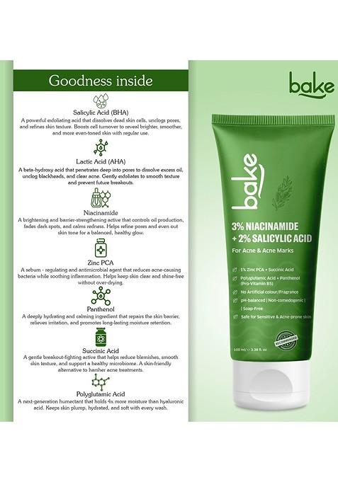 Bake 2 Salicylic Acid 3 Niacinamide Anti Acne Face Wash 100 Ml