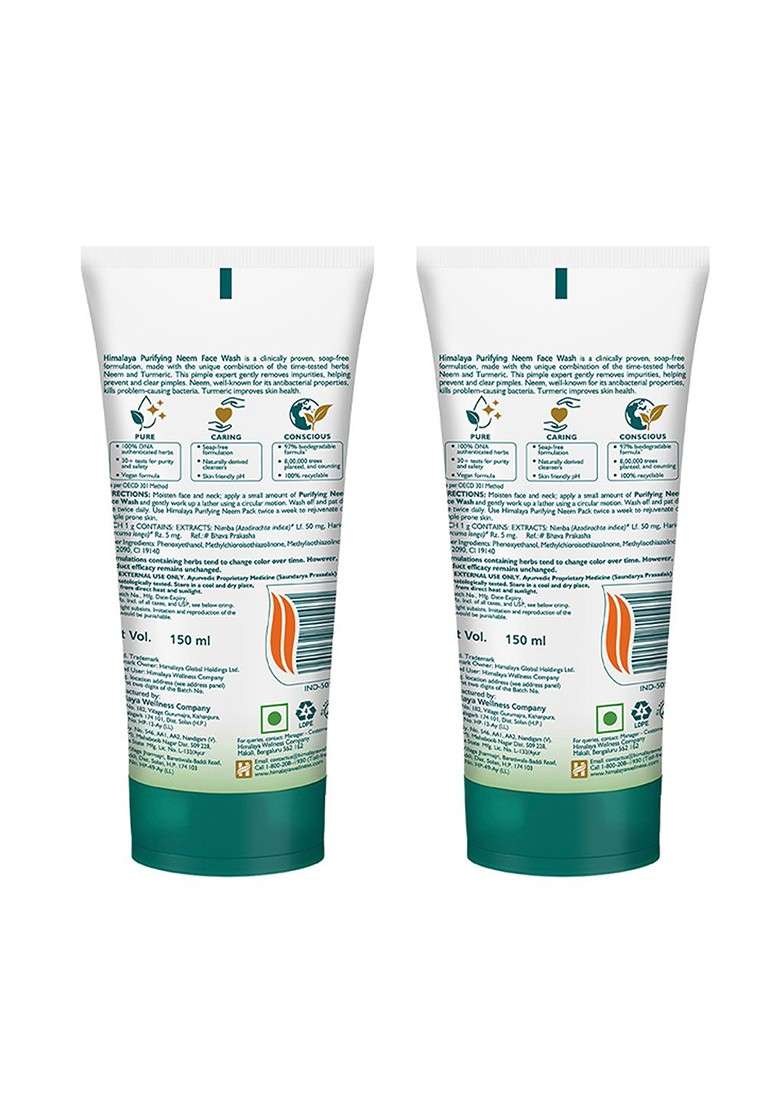 Himalaya Set Of 4 Purifying Neem Face Wash To Prevent Pimple 150 Ml Each - Indya
