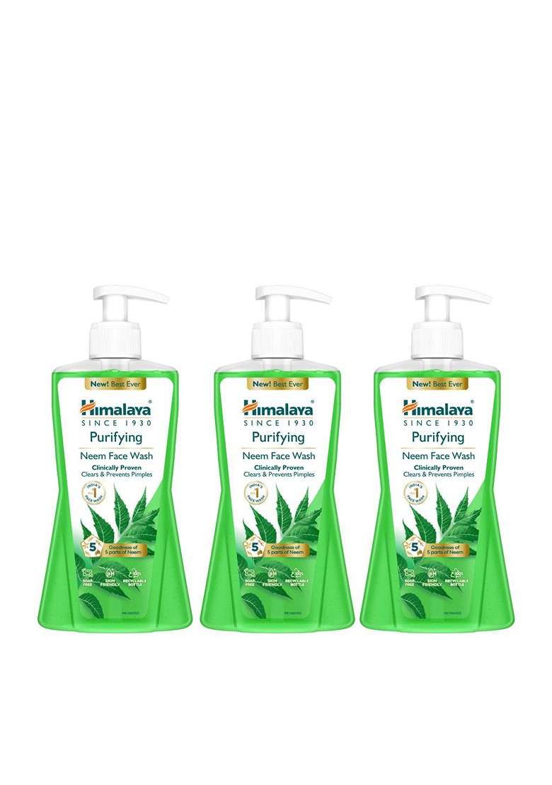 Himalaya 3Pcs Anti Pimple Purifying Neem Face Wash With Turmeric 400Ml Each - Indya