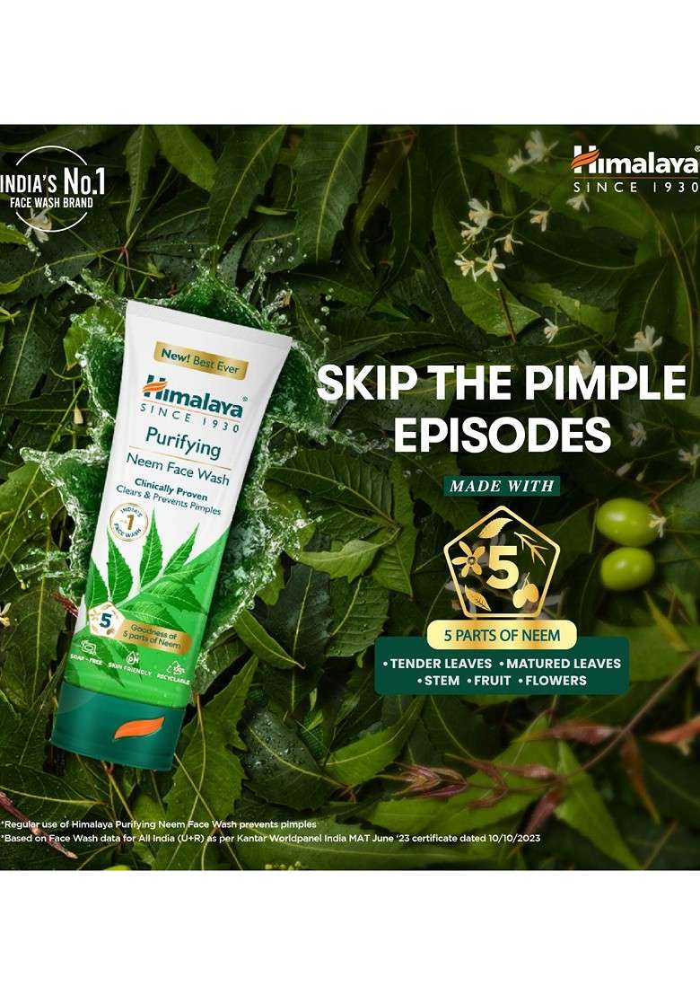 Himalaya 3Pcs Anti Pimple Purifying Neem Face Wash With Turmeric 400Ml Each - Indya