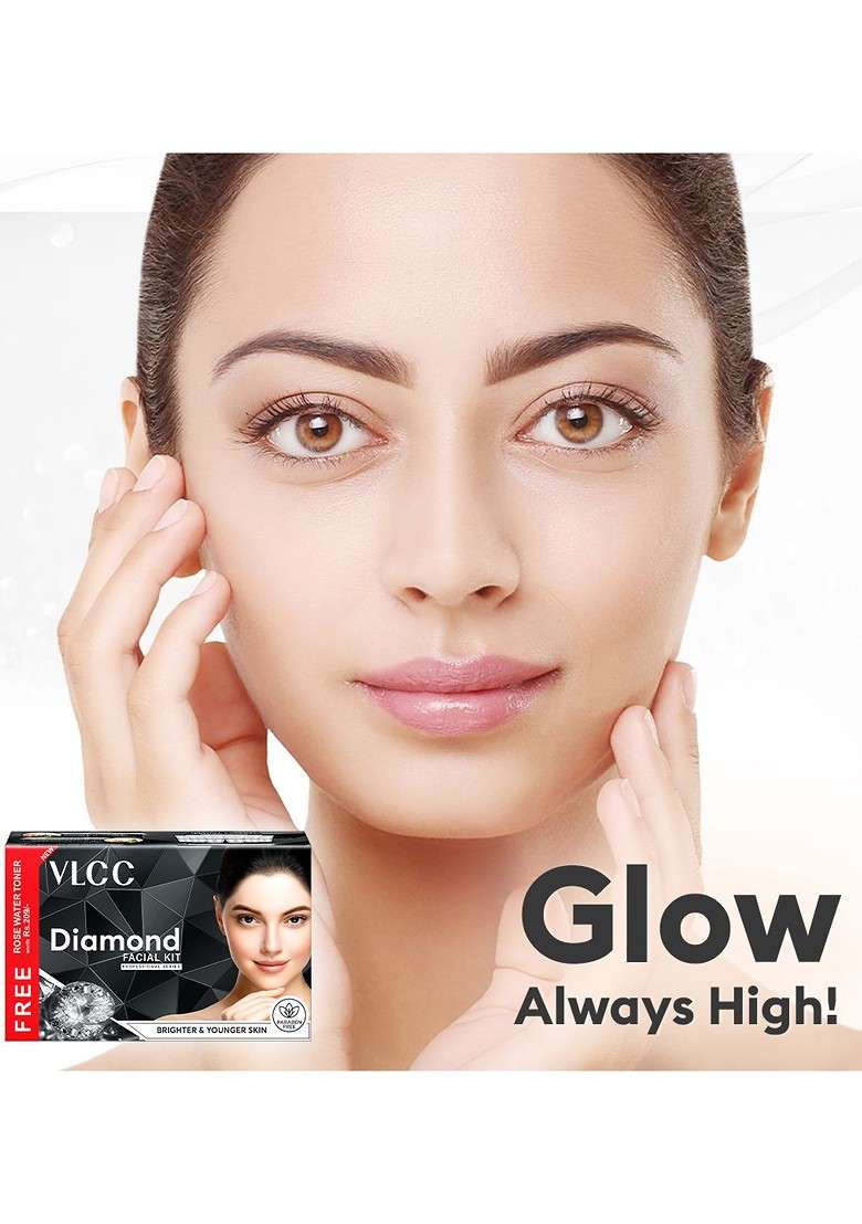 Vlcc 2Pcs Diamond Facial Kit 300G With Free Rose Water Toner Colloidal 100Ml - Indya
