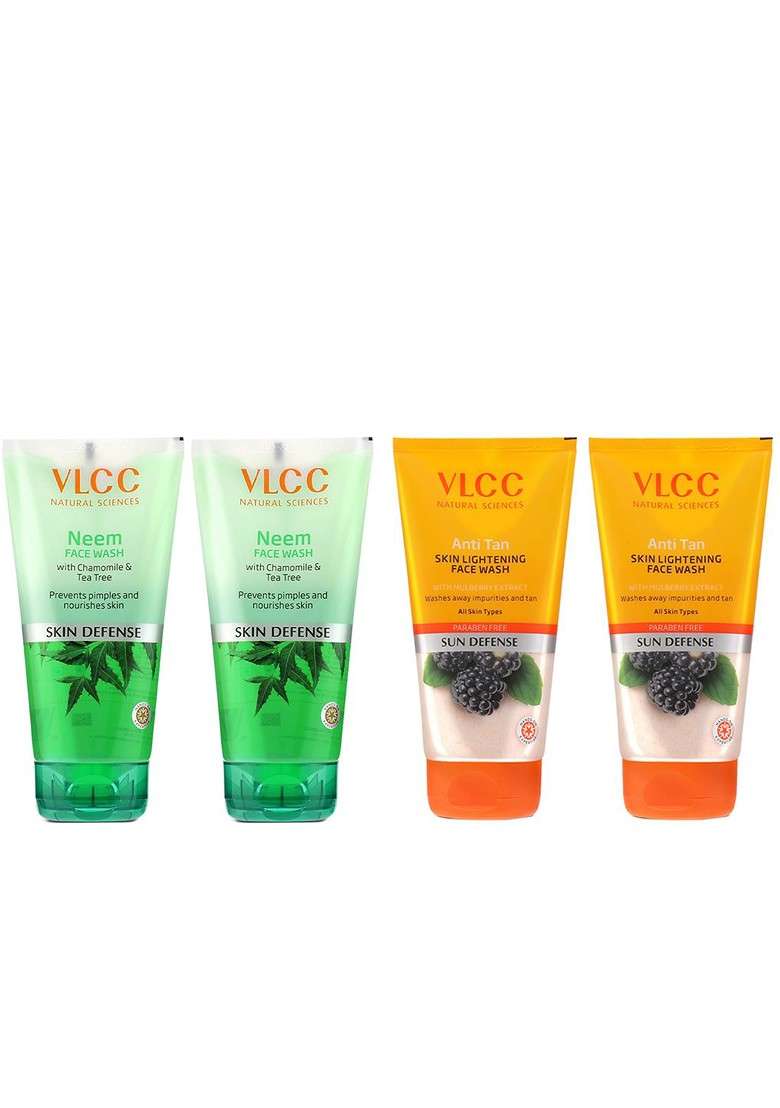 Vlcc Set Of 4 Skin Defense Face Washes Neem Anti Tan - Indya
