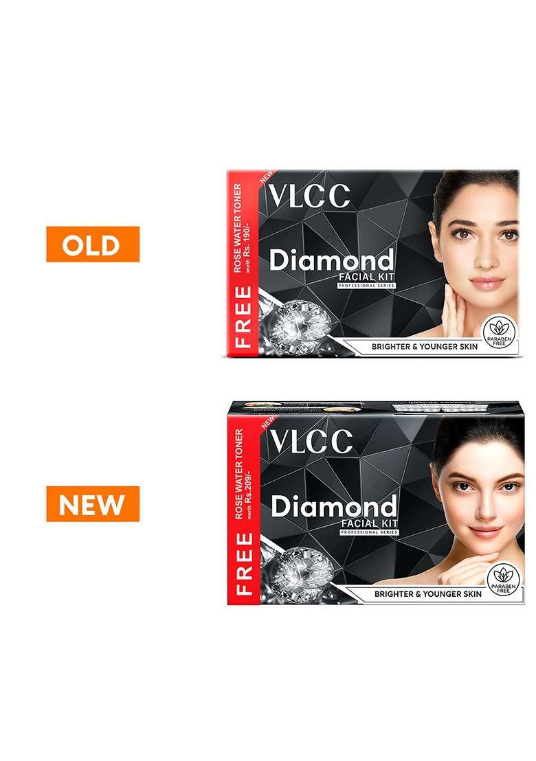 Vlcc Gold Facial Kit 300G 100Ml Diamond With Free Rose Water Toner - Indya