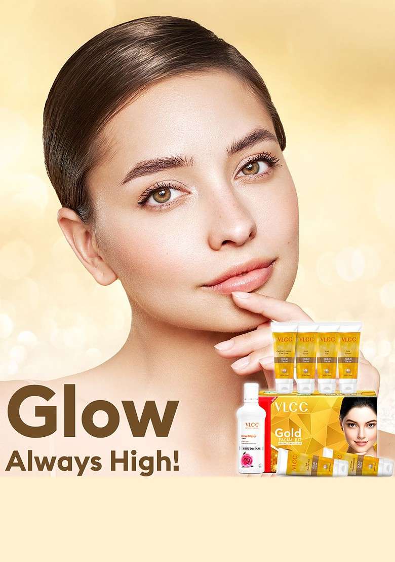 Vlcc Gold Facial Kit 300G 100Ml Diamond With Free Rose Water Toner - Indya