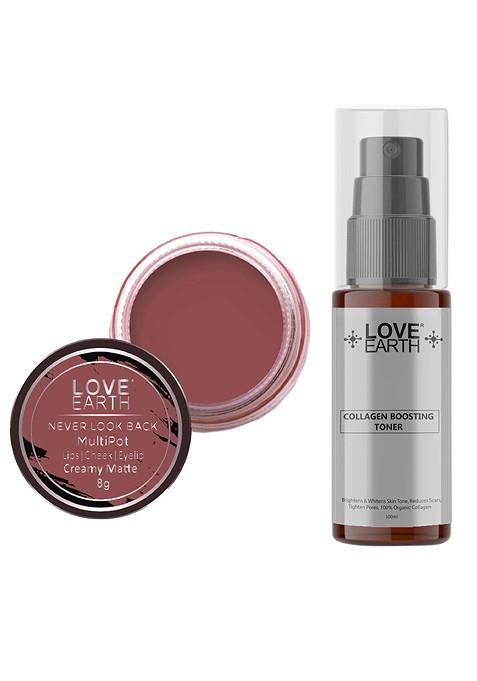 Love Earth Multipot Lip Cheek Eyelid Tint 8G Collagen Boosting Toner 100Ml