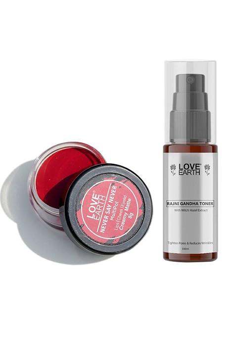 Love Earth Multipot Lip Cheek Eyelid Tint 8G Rajni Gandha Face Toner 100Ml
