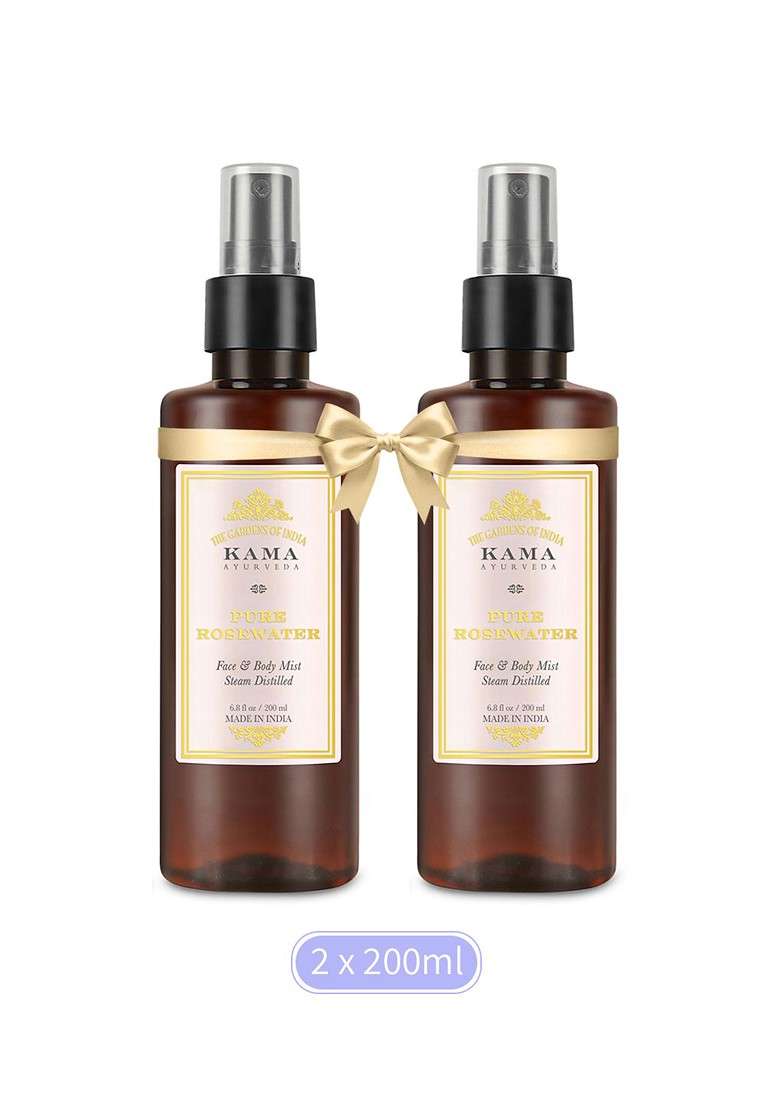 Kama Ayurveda Set Of 2 Pure Rose Water Face Body Mist 200 Ml Each - Indya