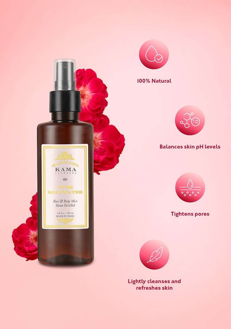 Kama Ayurveda Set Of 2 Pure Rose Water Face Body Mist 200 Ml Each - Indya