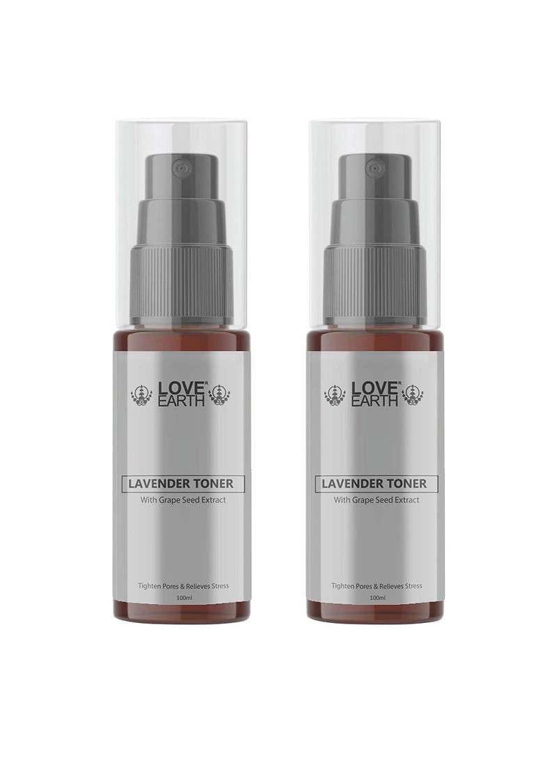 Love Earth Set Of 2 Lavender Toner With Grape Seed Extract 100 Ml Each - Indya