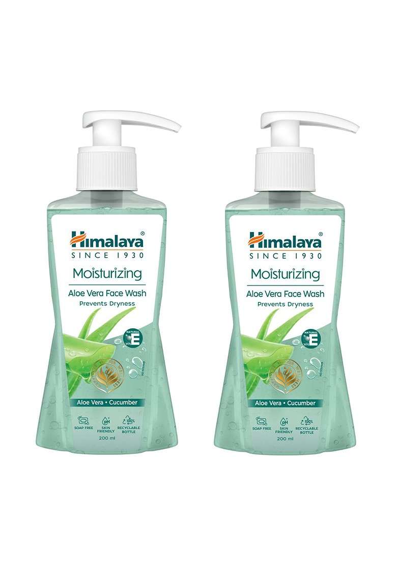 Himalaya Set Of 2 Moisturizing Aloe Vera Face Wash 200 Ml Each - Indya