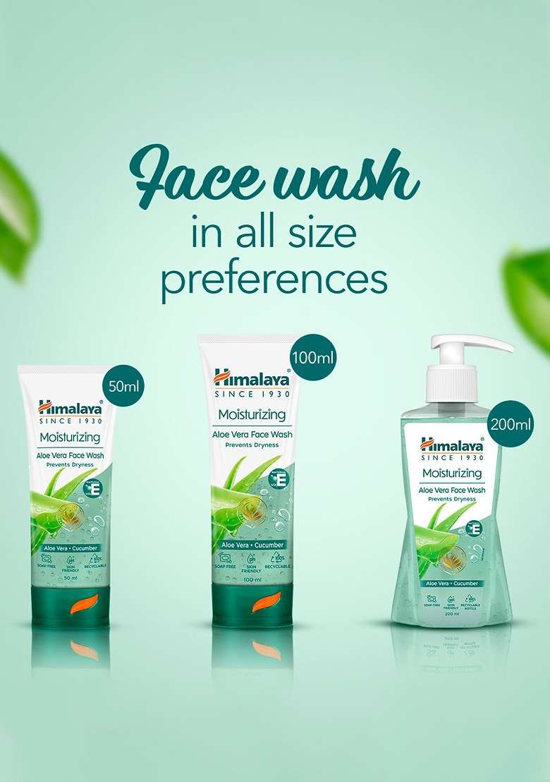 Himalaya Set Of 2 Moisturizing Aloe Vera Face Wash 200 Ml Each - Indya