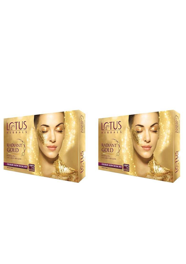 Lotus Herbals Set Of 2 Radiant Gold Cellular Glow Facial Kit - Indya