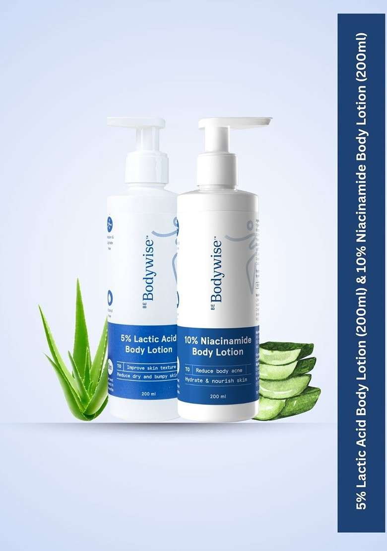 Be Bodywise Set Of 5 Lactic Acid 10 Niacinamide Body Lotion 200 Ml Each - Indya