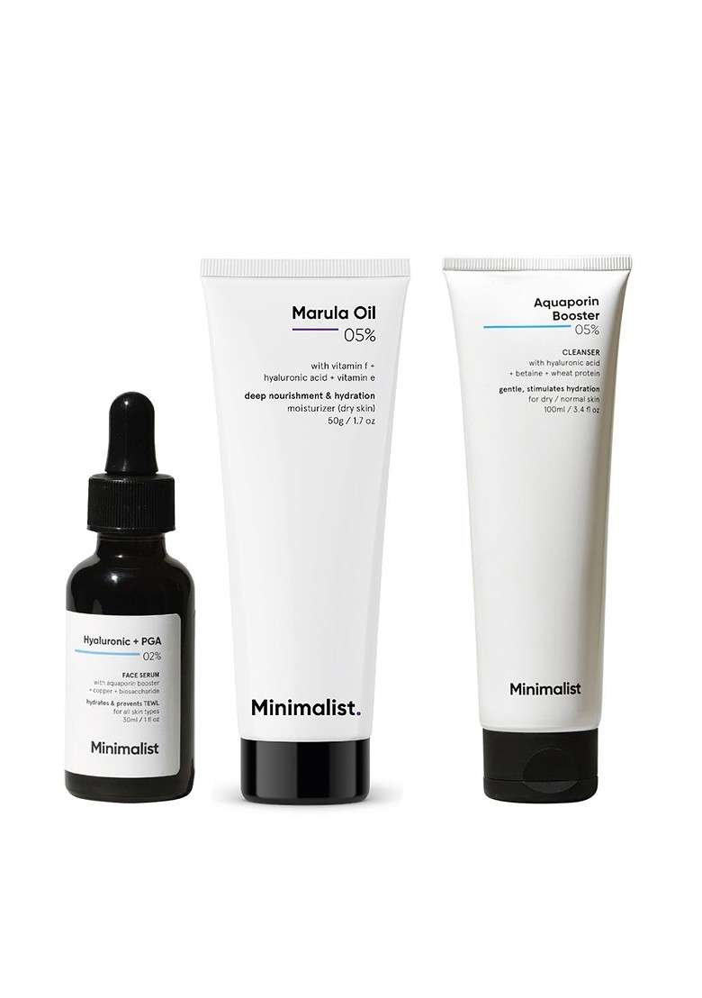 Minimalist Dry Skincare Kit Face Serum 30Ml Wash 100Ml Moisturiser 50G - Indya