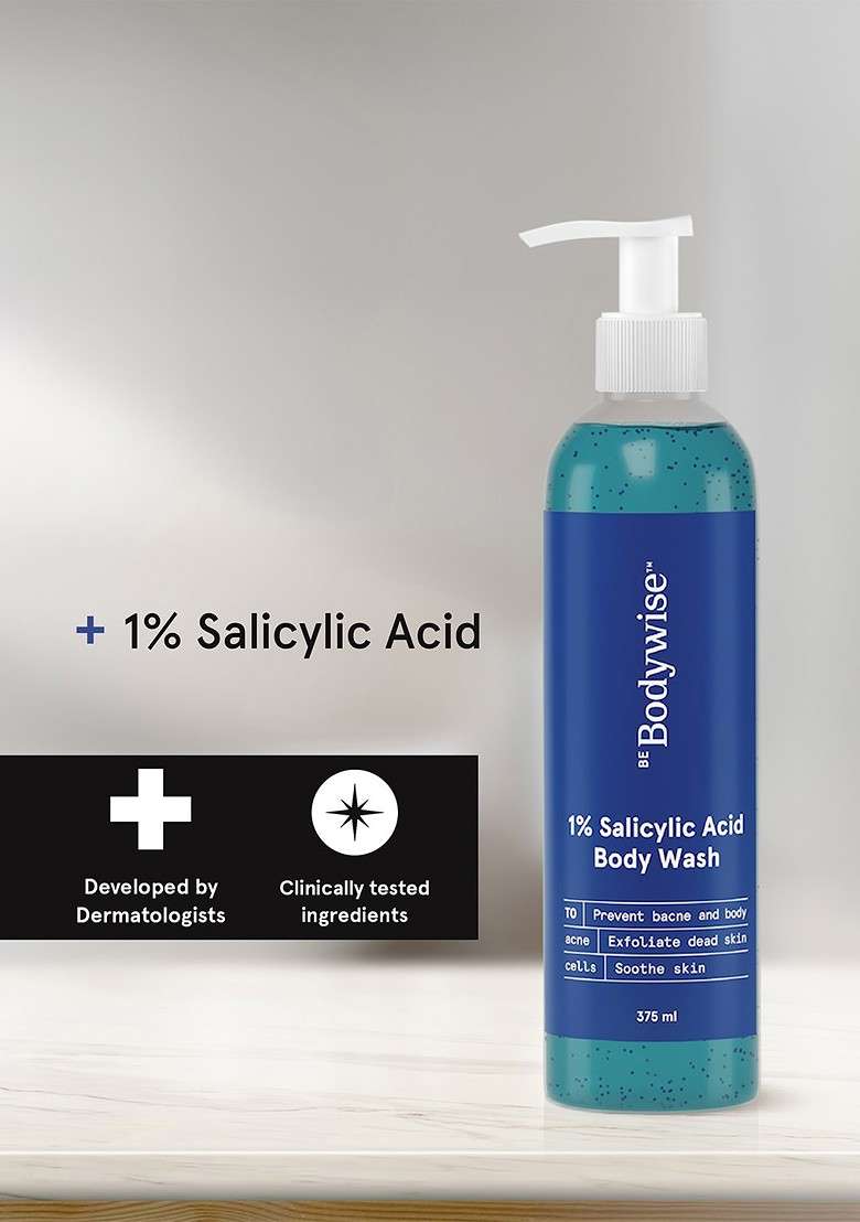 Be Bodywise 1 Salicylic Acid Bodywash Shower Gel Exfoliates Fights Body Acne 375Ml Each - Indya