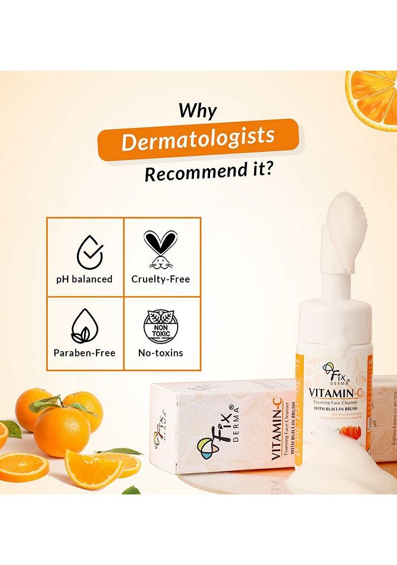 Fixderma 2 Vitamin C Face Wash Foaming Cleanser With Brush 100Ml