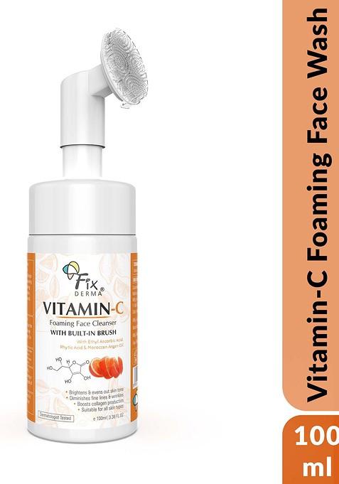Fixderma 2 Vitamin C Face Wash Foaming Cleanser With Brush 100Ml