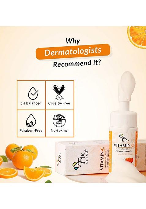 Fixderma 2 Vitamin C Face Wash Foaming Cleanser With Brush 100Ml