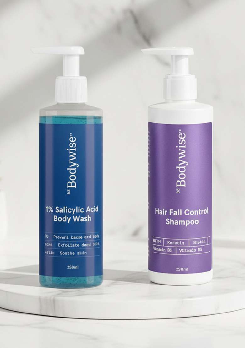 Be Bodywise Salicylic Acid Body Wash Hair Fall Control Shampoo 250 Ml Each - Indya
